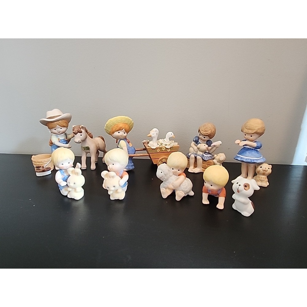 Enesco Country Cousins Lot 13pcs Farm Friends Horse Geese Pigs Kitty Rabbit Pup‎